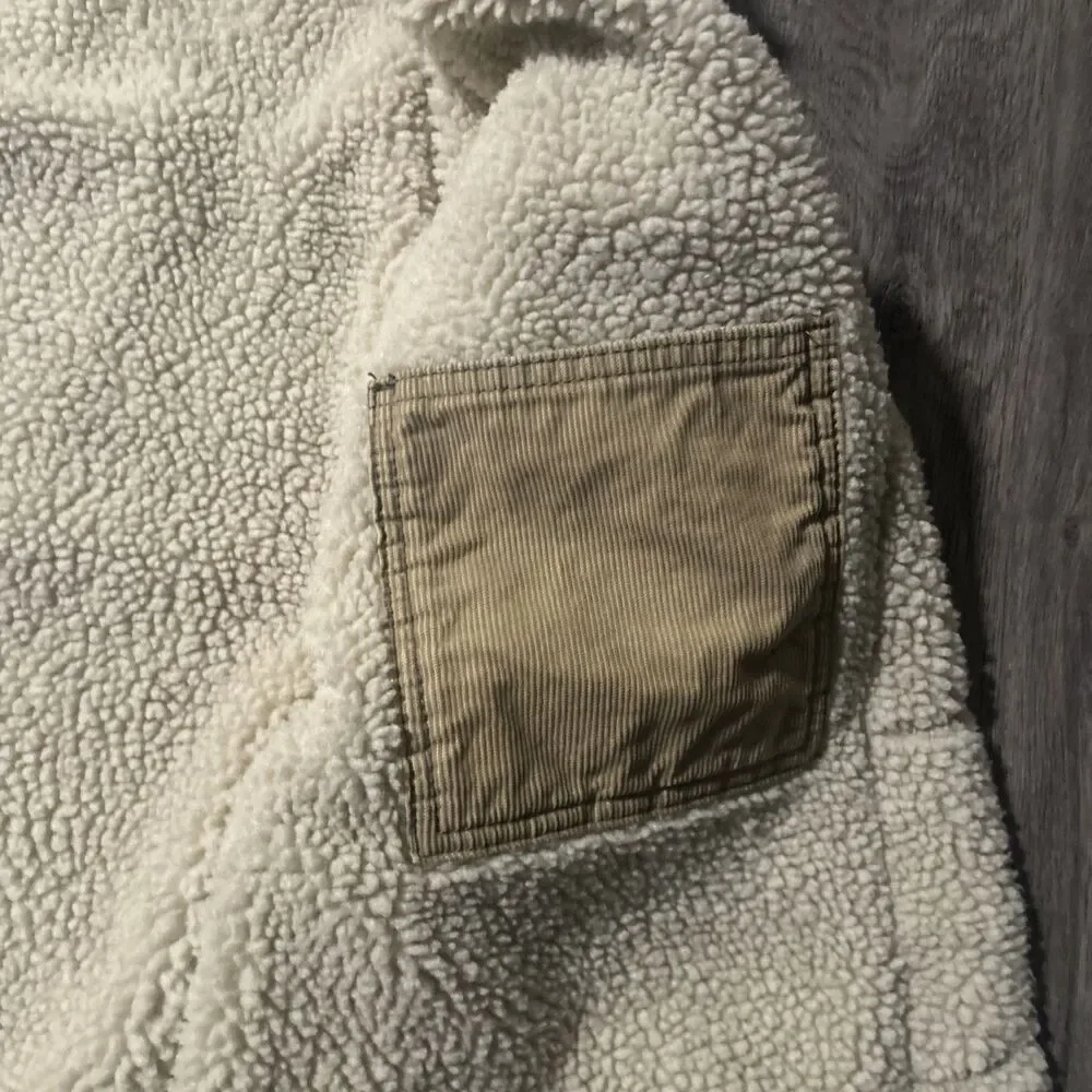 Levi's Corduroy And Sherpa Trucker Vest Size Large Beige Taupe Country Workwear